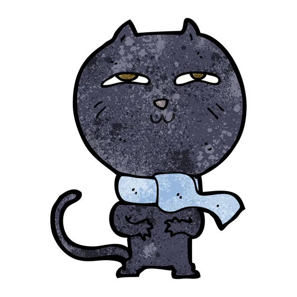 穿着围巾的卡通猫 — 图库矢量图片