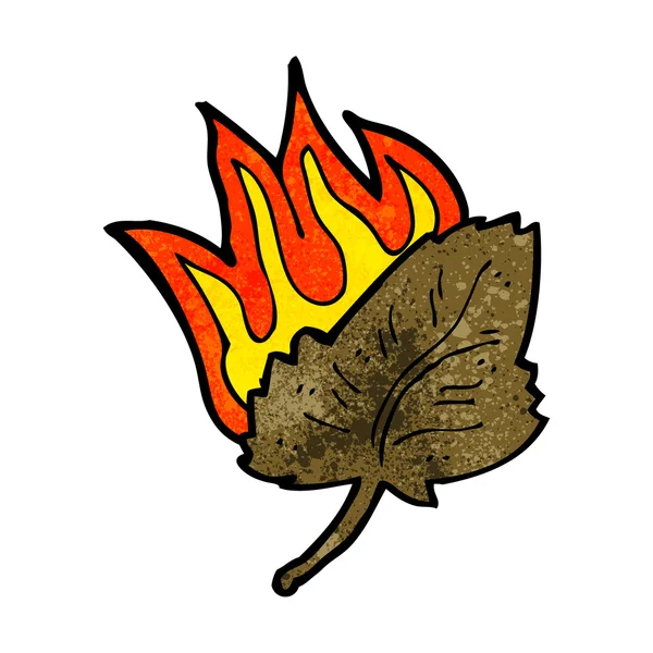 Cartoon burning dry leaf symbol — Stock Vector