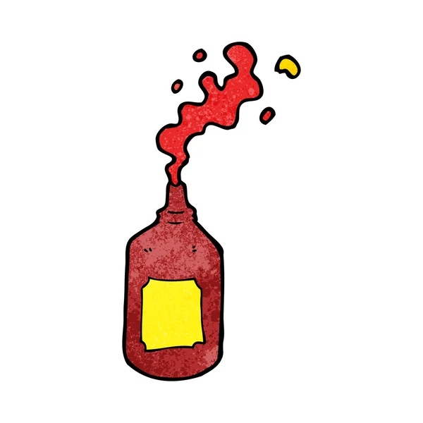 Desenho animado esguichando ketchup garrafa — Vetor de Stock