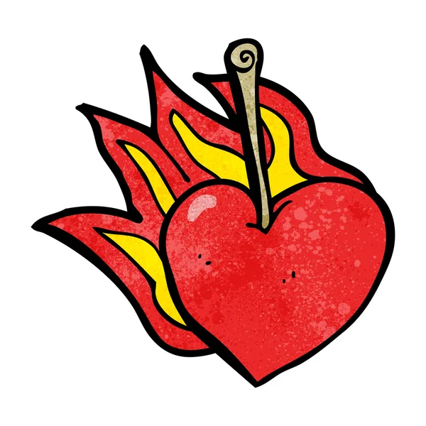 Cartoon flaming heart cherry — Stock Vector