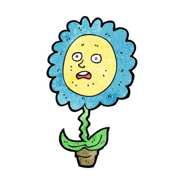 yüzü olan çizgi film çiçek