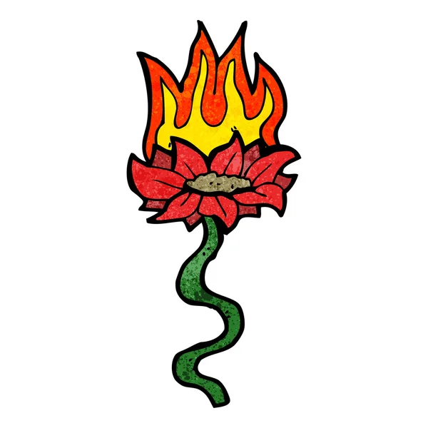 Tecknad blomma i brand — Stock vektor