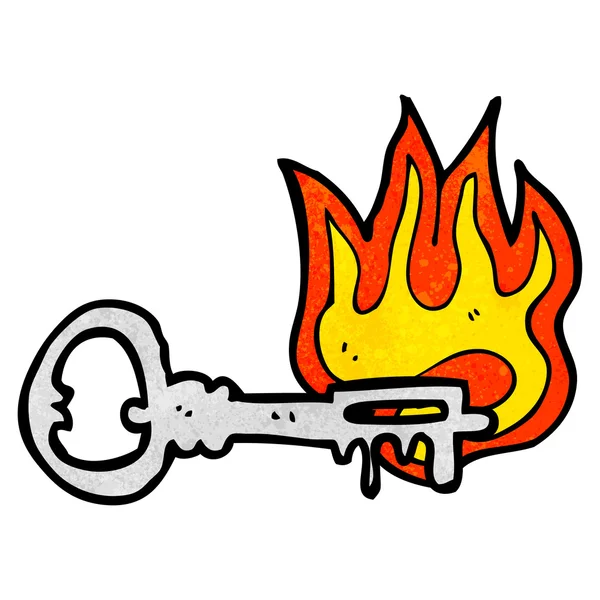 Płonące klucz kreskówka — Wektor stockowy