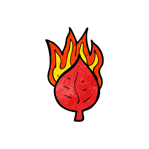 Cartoon blad op vuur symbool — Stockvector
