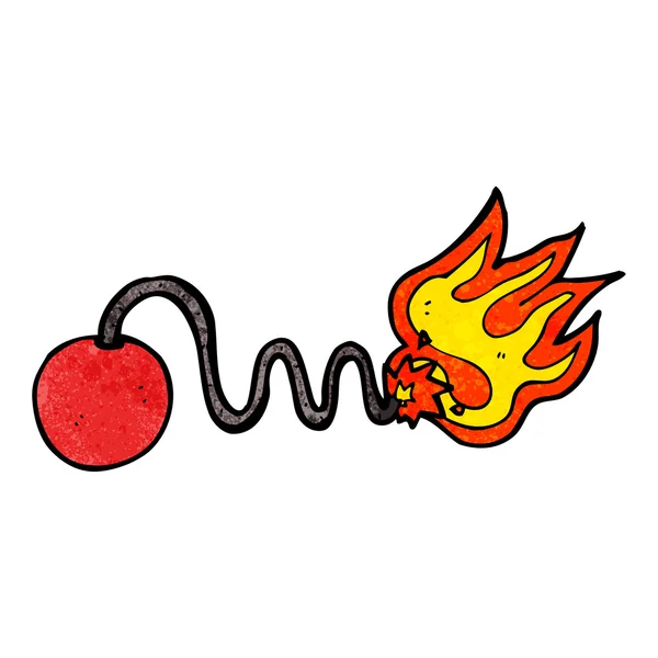 Bomba a cartone animato con fusibile in fiamme — Vettoriale Stock