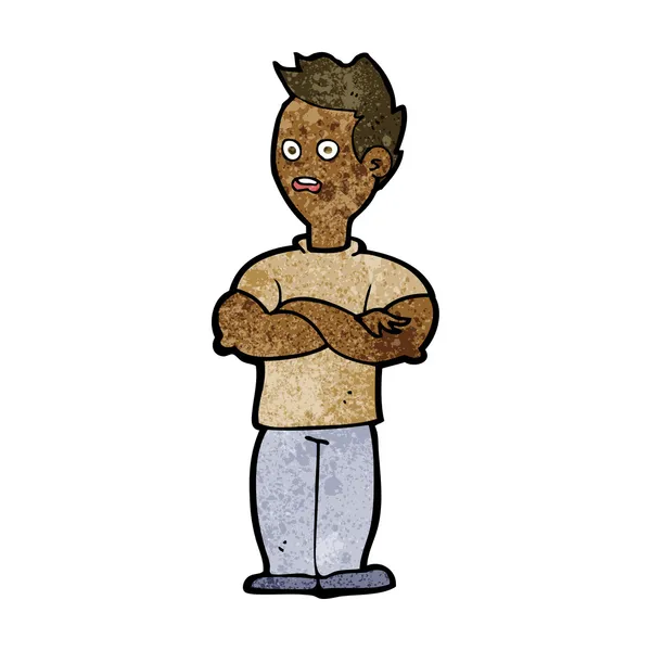 Hombre de dibujos animados con brazos cruzados — Vector de stock
