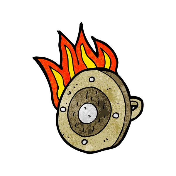 Desenho animado escudo ardente —  Vetores de Stock