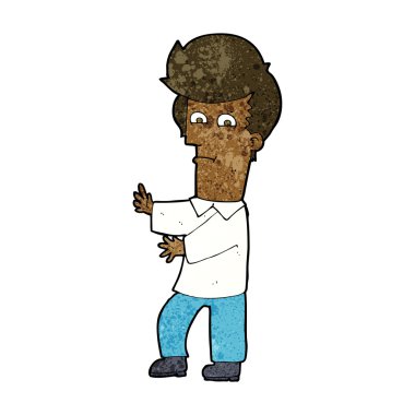 Çizgi filmdeki adam çılgınca hareketler yapıyor.