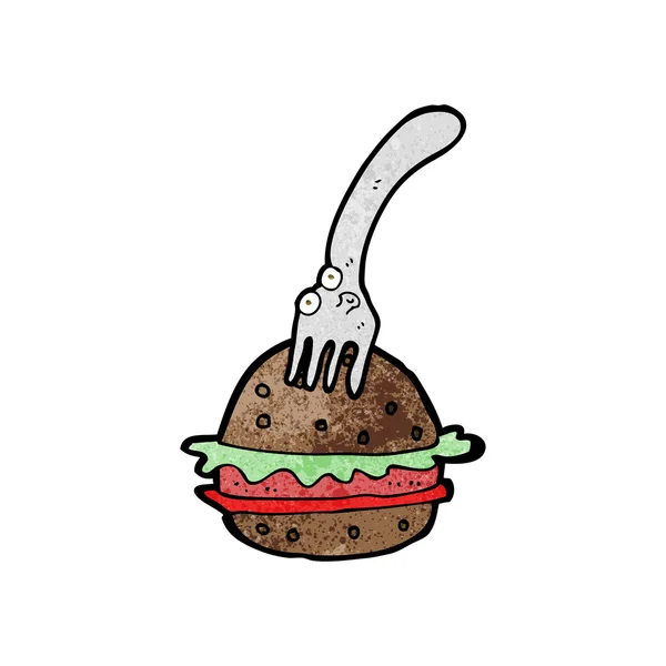 卡通叉子和汉堡包 — 图库矢量图片