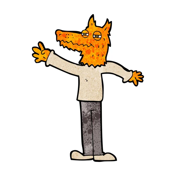 Cartoon waving fox — Stock Vector