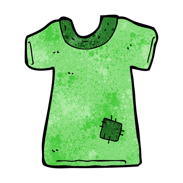 Cartoon gepatchte oude T-shirt — Stockvector