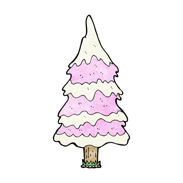 Cartoon snowy pink tree — Stock Vector