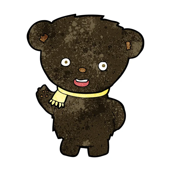 Desenho animado urso preto acenando —  Vetores de Stock