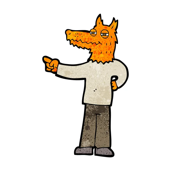 Desenho animado apontando homem raposa — Vetor de Stock
