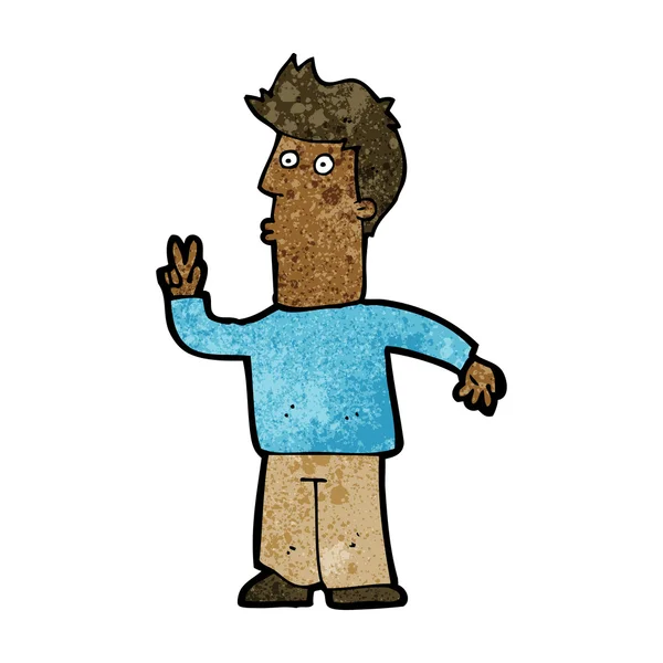 Uomo dei cartoni animati segnalazione con mano — Vettoriale Stock