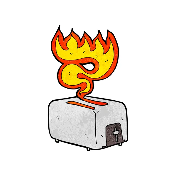 Karikatür yanan ekmek kızartma makinesi — Stok Vektör