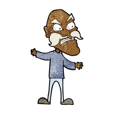 Çizgi film kızgın yaşlı adam.