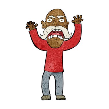 Çizgi film kızgın yaşlı adam.