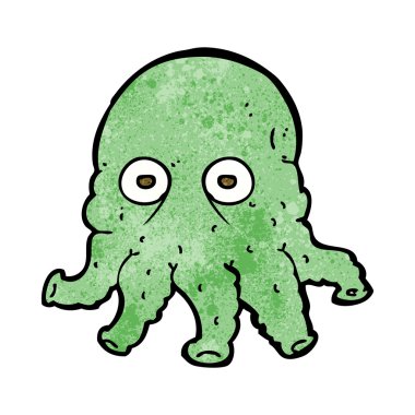 Çizgi film uzaylı mürekkep balığı suratlı