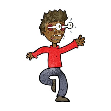 Çizgi film dehşete düşmüş gözleri fırlayan adam