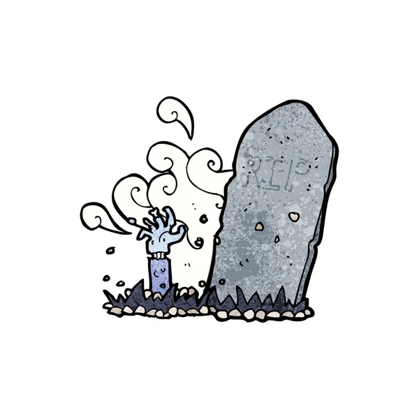 Zeichentrickzombie steigt aus dem Grab — Stockvektor