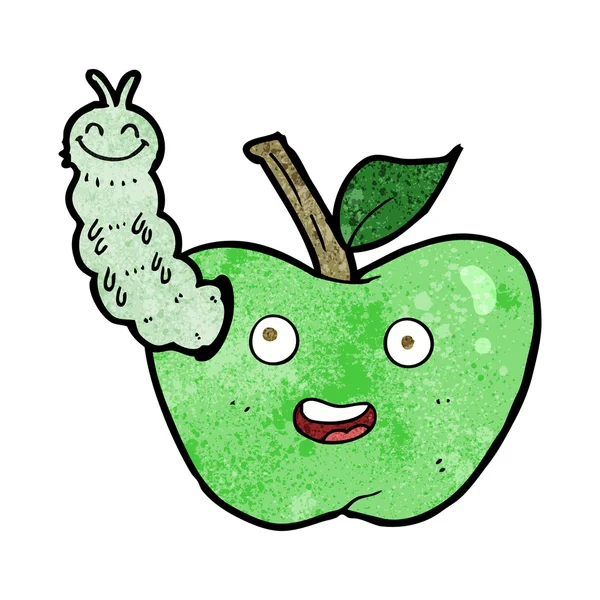 漫画のリンゴと虫 — ストックベクタ