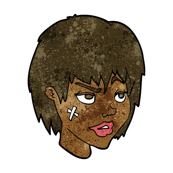 Karikatur Frau mit Gips im Gesicht — Stockvektor