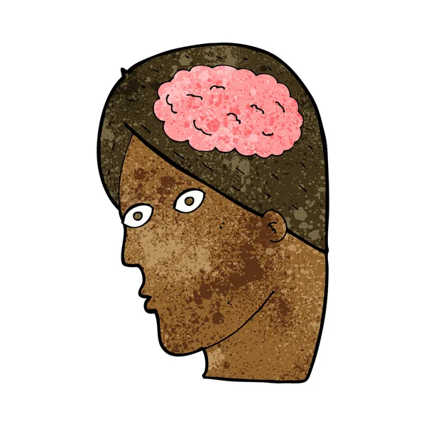 Cartoon-Kopf mit Gehirn-Symbol — Stockvektor
