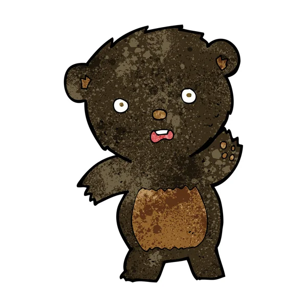 Dibujos animados ondeando cachorro de oso negro — Archivo Imágenes Vectoriales