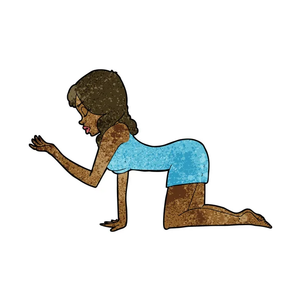 Mujer de dibujos animados a cuatro patas — Archivo Imágenes Vectoriales