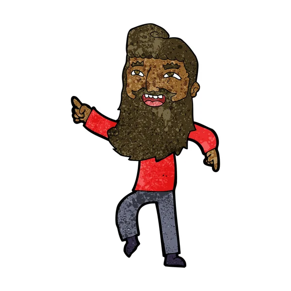 Karikaturist mit Bart lacht und zeigt — Stockvektor