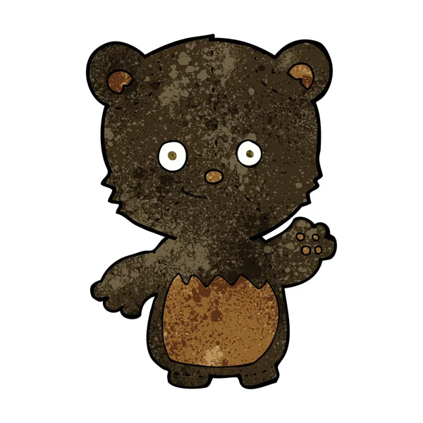 Cartone animato nero bearcub agitando — Vettoriale Stock