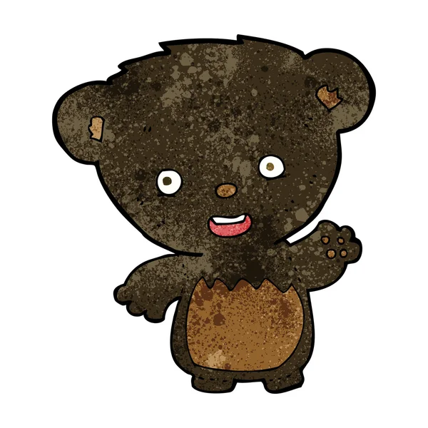 Cartoon black bearcub machanie — Wektor stockowy