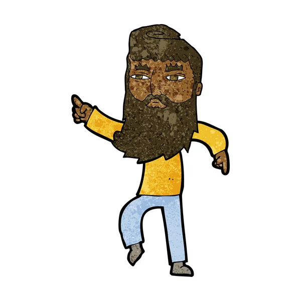 Dessin animé barbu homme pointant le chemin — Image vectorielle