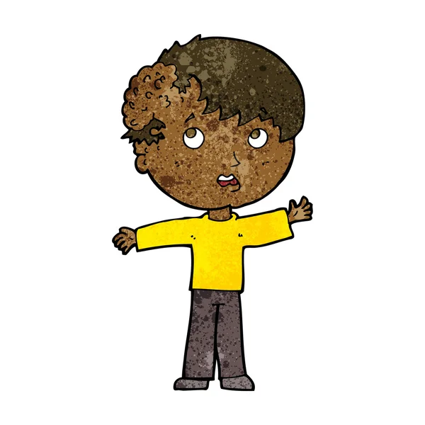 頭の上で成長している漫画少年 — ストックベクタ
