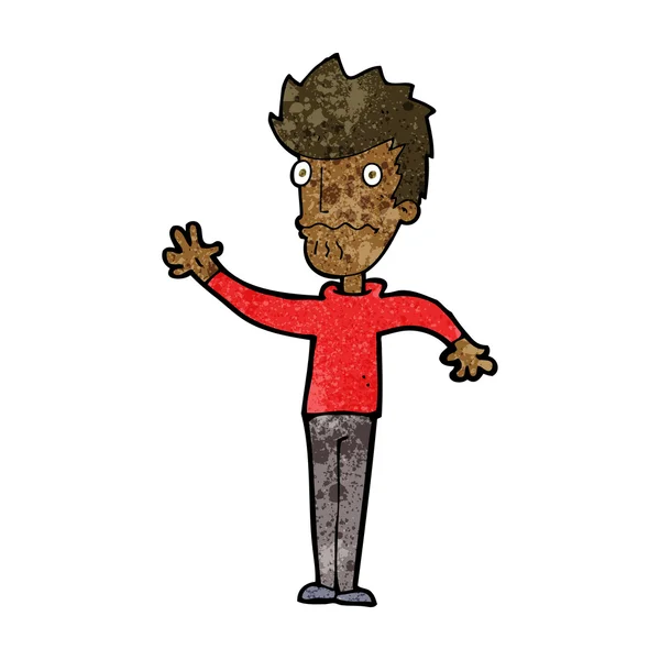 Cartoon bezorgd man reiken — Stockvector