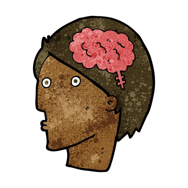 Człowiek z kreskówki z symbolem mózgu — Wektor stockowy
