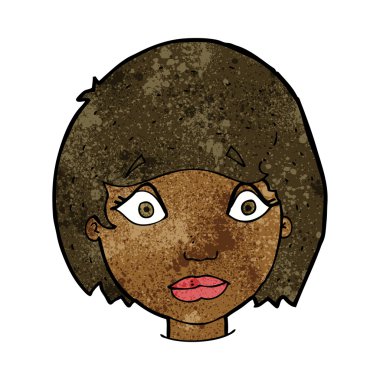 endişeli kadın yüzü cartoon