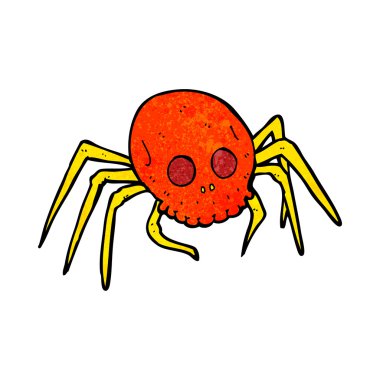 karikatür spooky halloween kafatası örümcek