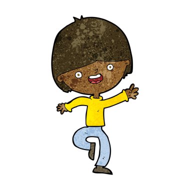 çizgi film mutlu çocuk dans ediyor.