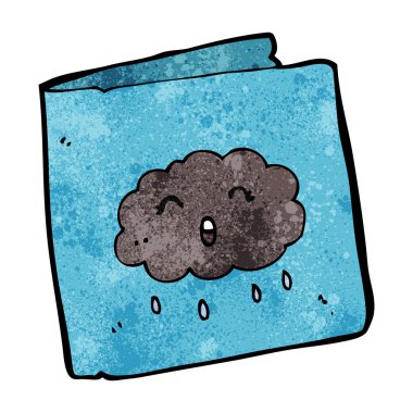 Bulut desenli çizgi film kartı