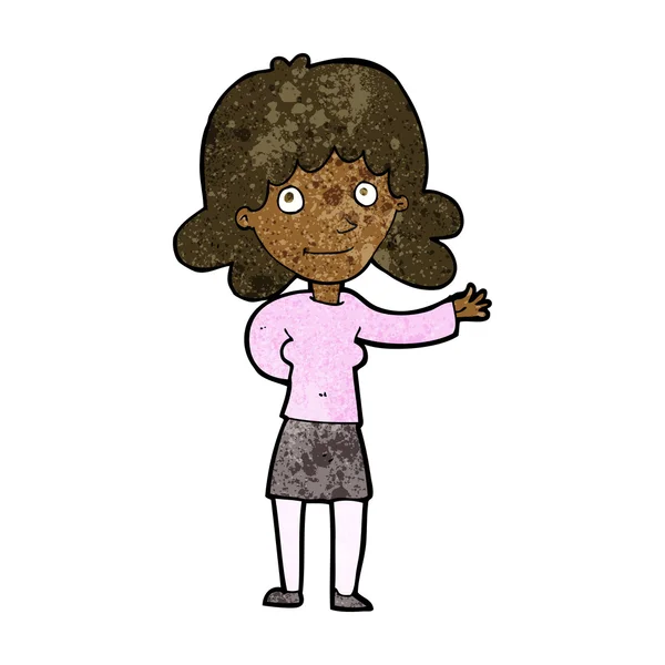 Mujer amigable de dibujos animados — Vector de stock