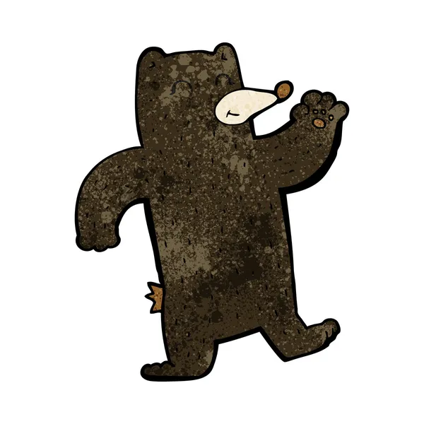 Desenho animado acenando urso preto —  Vetores de Stock