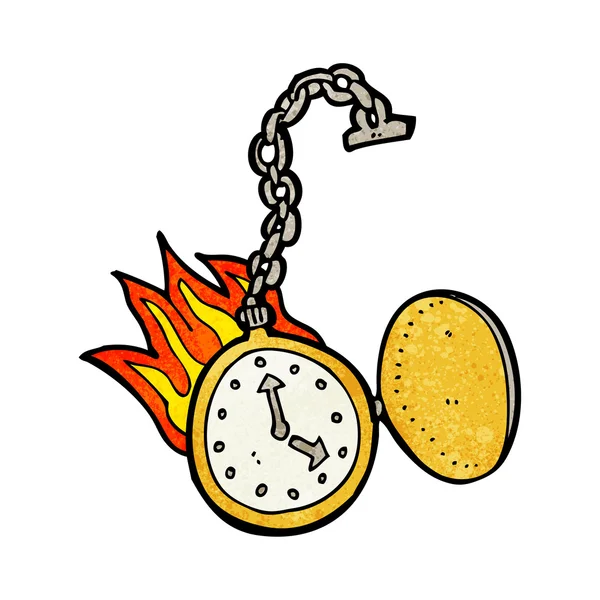 Dibujos animados llameante reloj — Vector de stock