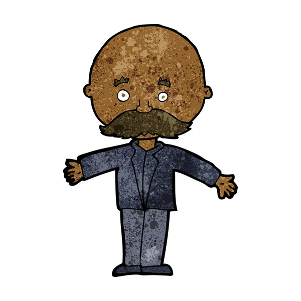 Cartoon bald man with open arms — Stock Vector