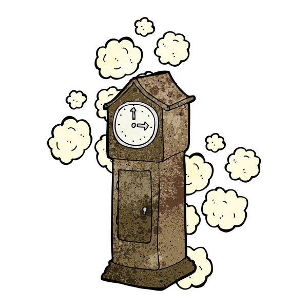 Dessin animé poussiéreux vieux grand-père horloge — Image vectorielle