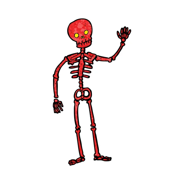 Esqueleto acenando desenhos animados — Vetor de Stock