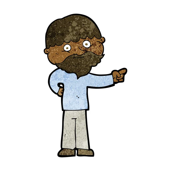 Dessin animé barbu homme pointant — Image vectorielle