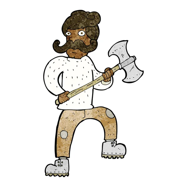 Cartoon man with axe — Stock Vector