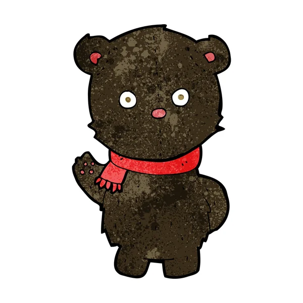 Desenho animado acenando filhote de urso preto — Vetor de Stock